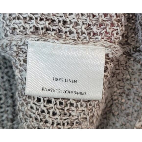 Eileen Fisher Cropped Linen Sweater – Scoop Neck – Open Weave – M – Oatmeal - Picture 7 of 7